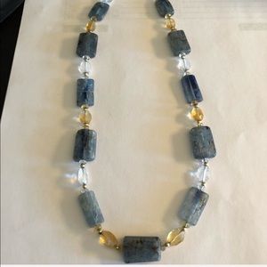 Genuine kyanite, aqua marine and citrine necklace